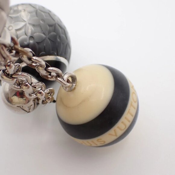 LOUIS VUITTON Logo Bijoux Sac Mini Lin Bag Charm Silver Black - Picture 4 of 7